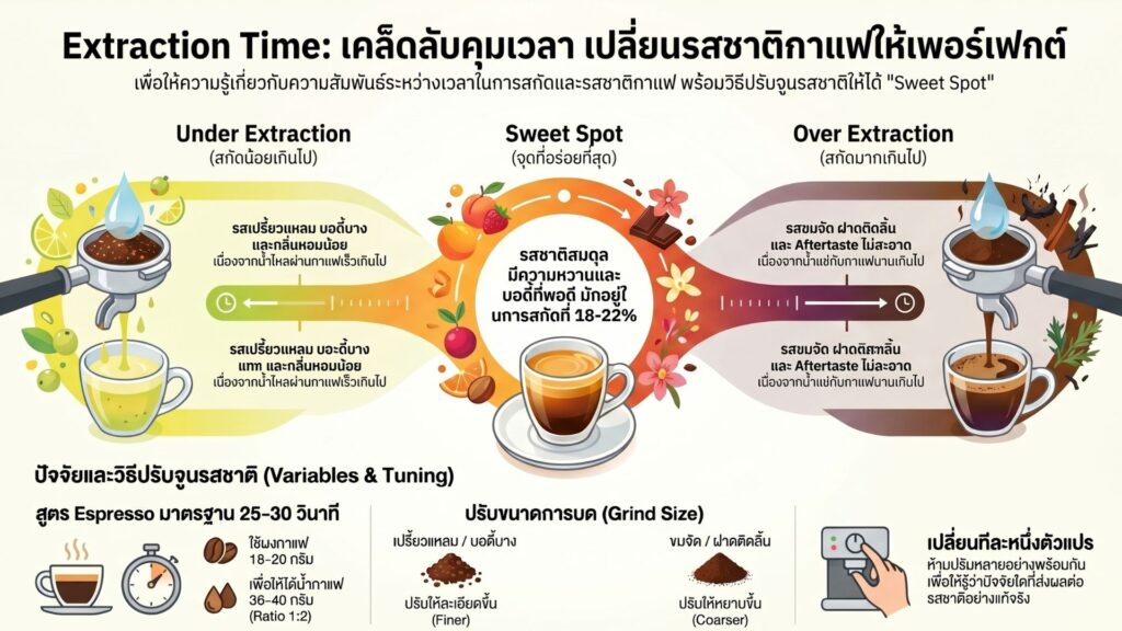 extraction time กาแฟ, Extraction Time คืออะไร? เวลาสกัดเปลี่ยน รสชาติก็เปลี่ยน